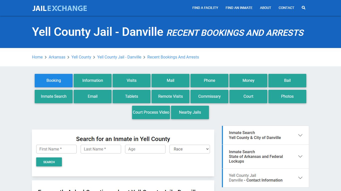 Yell County Jail - Danville Recent Bookings And Arrests - Jail Exchange