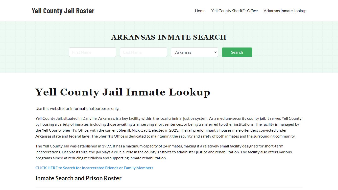 Yell County Jail Roster Lookup, AR, Inmate Search